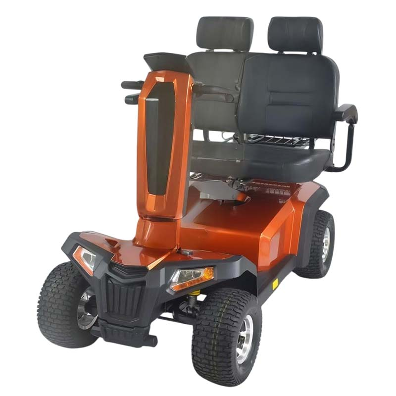 Scooter électrique 2 places Danubio Doble orange, vu de trois quarts