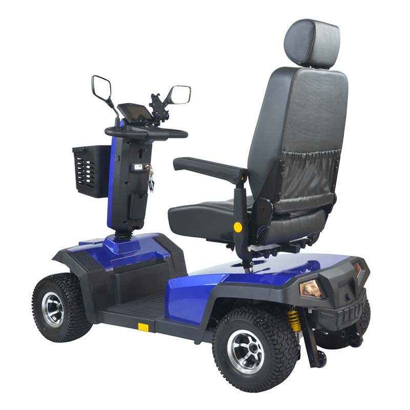 Scooter Danubio bleu, vue trois-quarts arrière