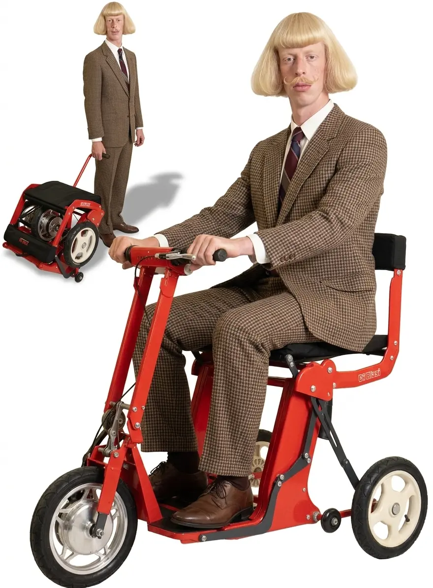 Di Blasi R30 plié en mode valise, tiré sur ses roulettes