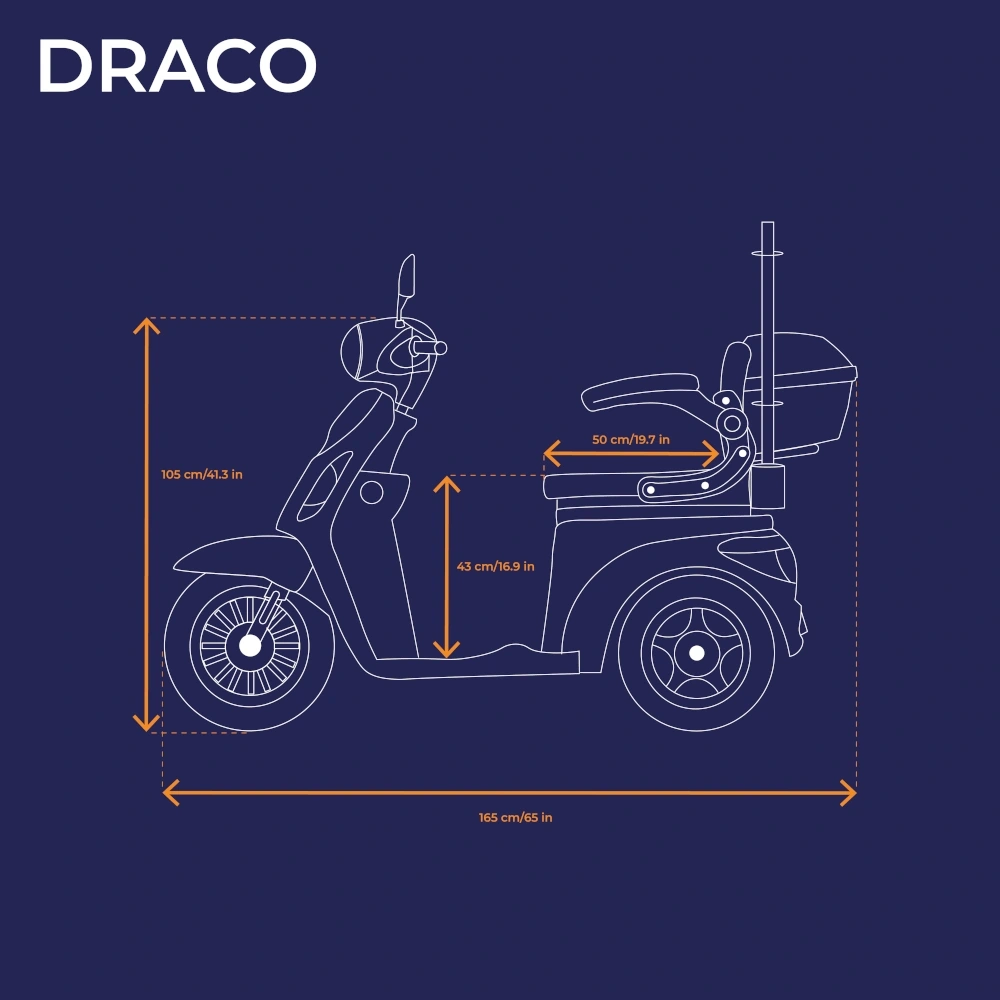 Dimensions du scooter Veleco Draco