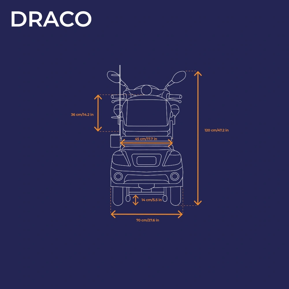Dimensions du scooter Veleco Draco