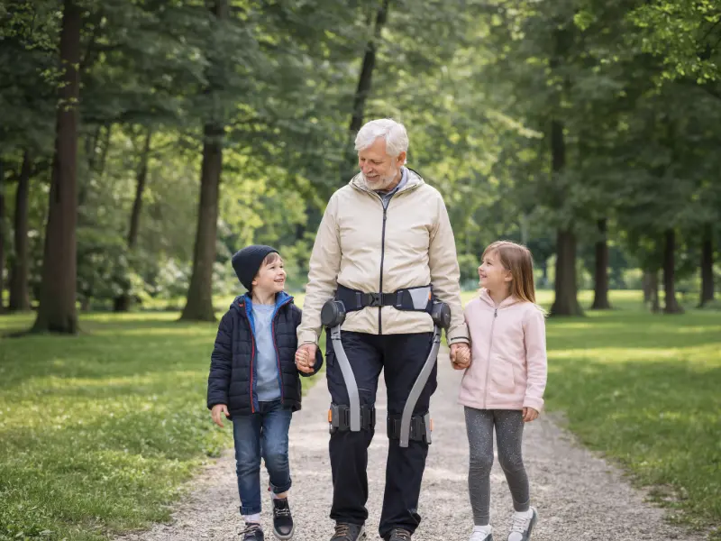 Promenade en famille avec l'exosquelette