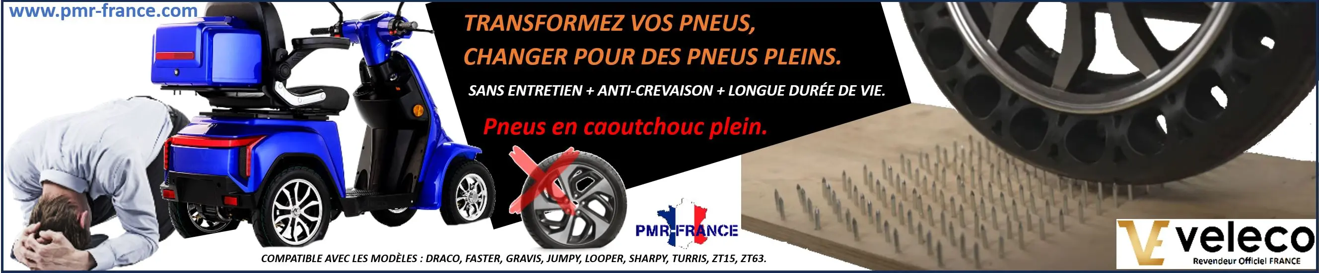 Veleco Faster - pneus pleins caoutchouc increvables
