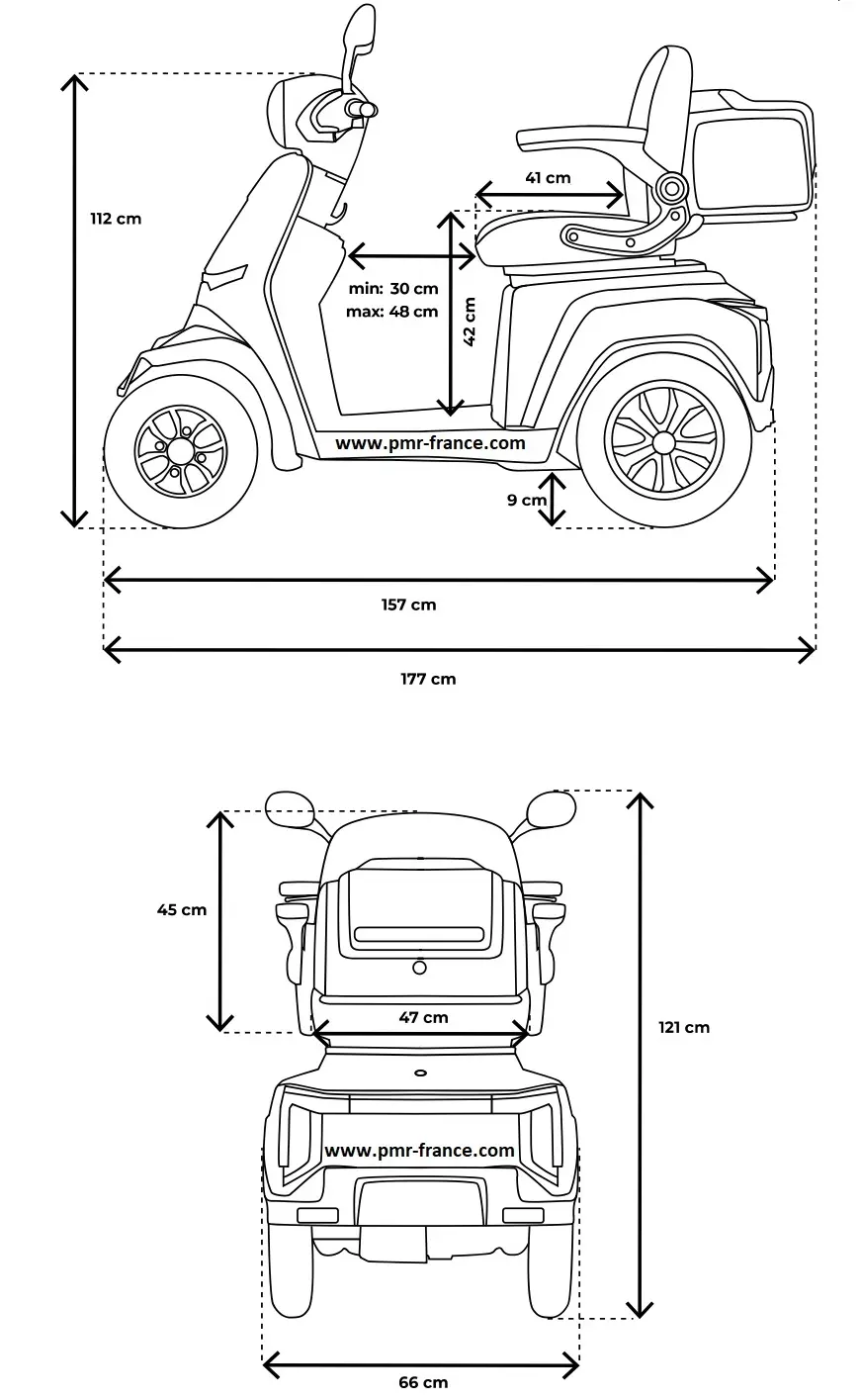 Dimensions Veleco Gravis - Toutes les cotes du Gravis (cm)