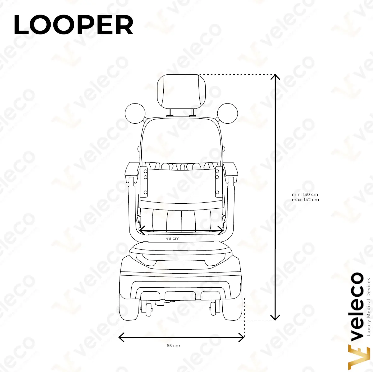 Veleco Looper - hauteur de dossier et profondeur d'assise