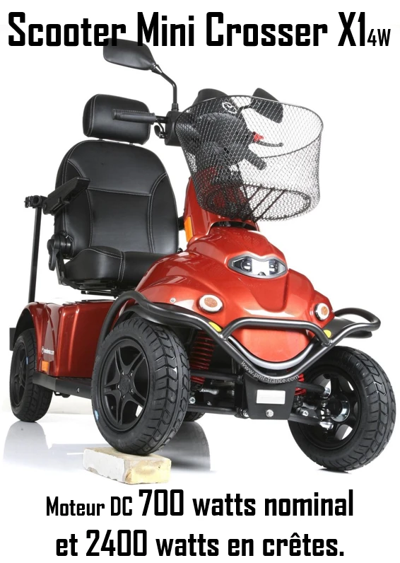Mini Crosser X1 4 roues rouge, vue trois quarts