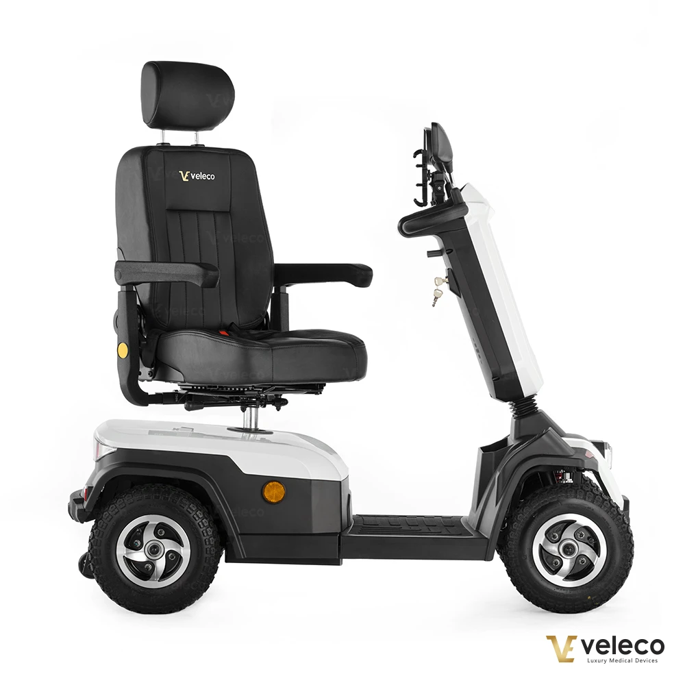 Scooter électrique Veleco Sharpy blanc, 4 roues, siège capitaine