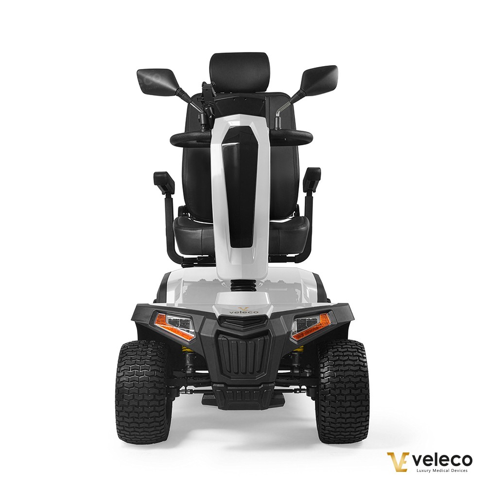 Scooter électrique tout-terrain Veleco Sharpy Pro blanc, 4 roues, siège capitaine