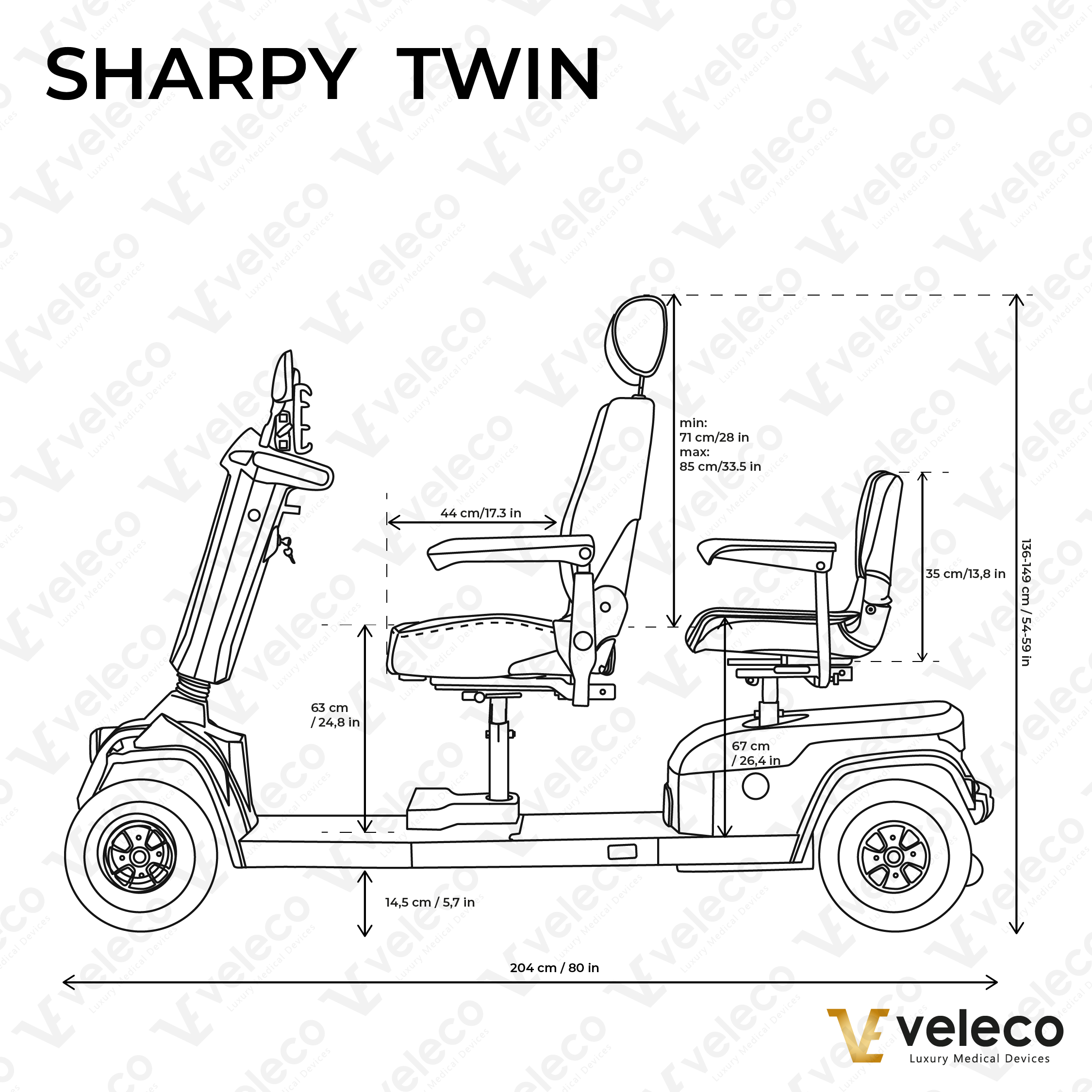 Veleco Sharpy Twin - dimensions, sécurité et moteur