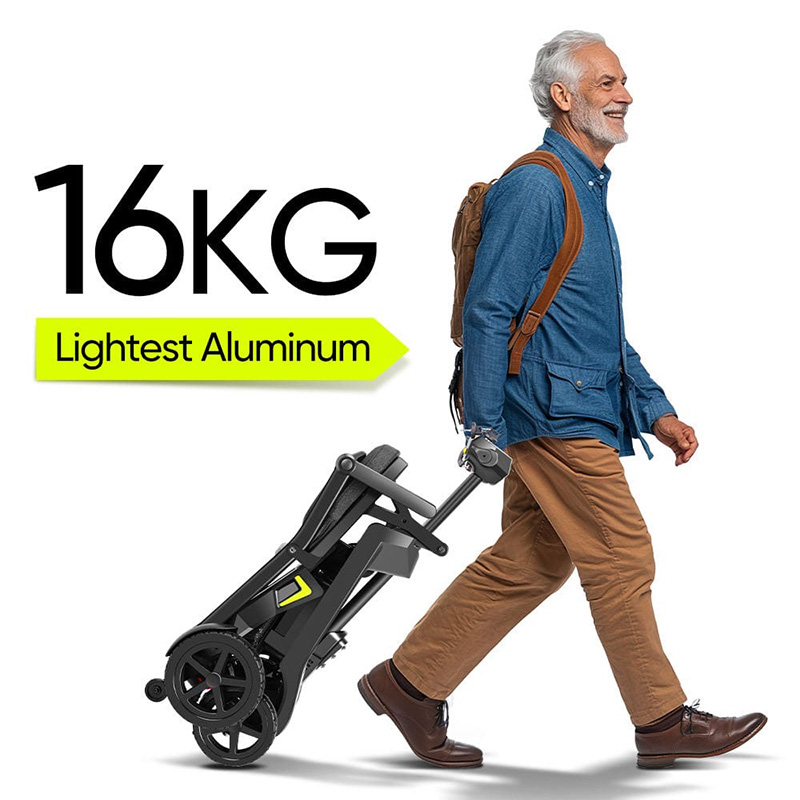 Scooter Tormes XM plié, tiré comme une valise à roulettes